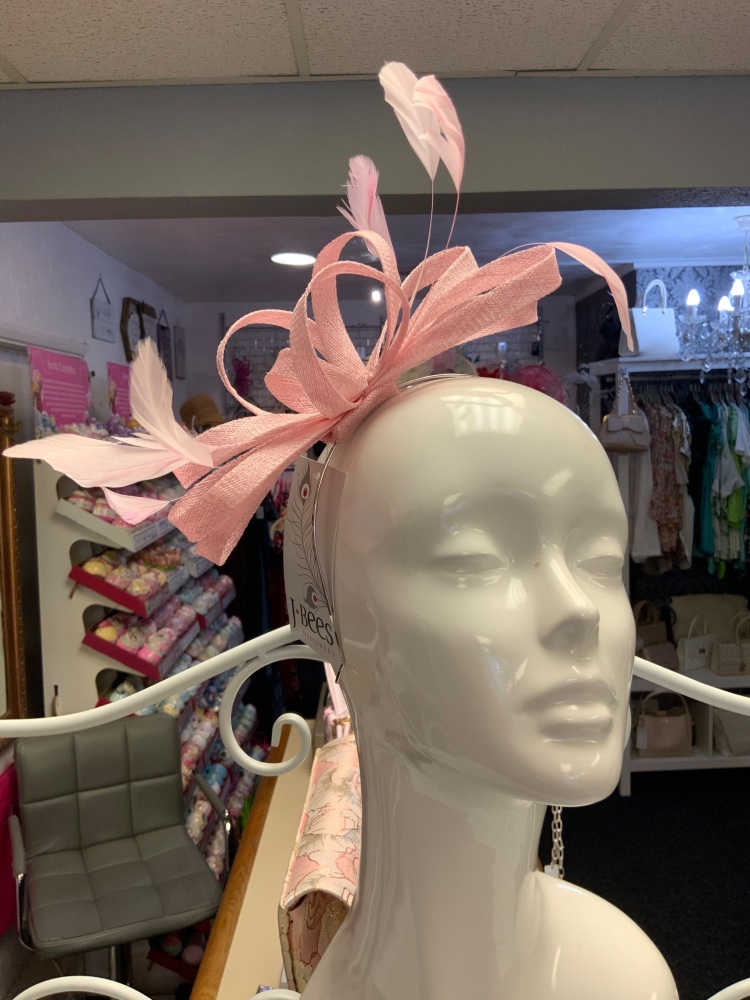 New Product….peony looped sinamay fascinator with feather trim