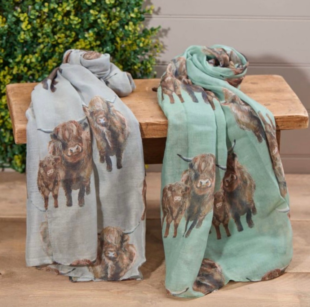 New Product….green highland cow scarf