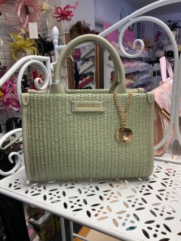 New Product….david jones green mock raffia handbag with long strap