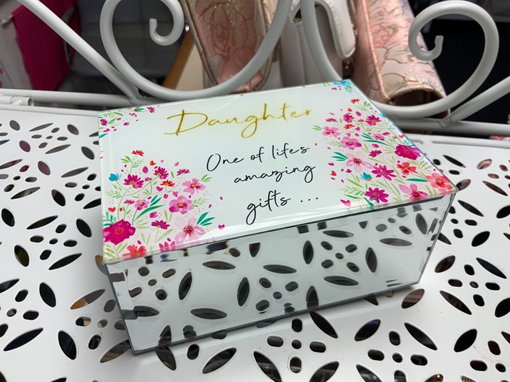 New Product….mirrored floral daughter jewellery box….small