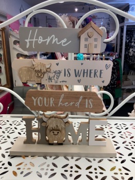 New Product….wooden highland cow home sign