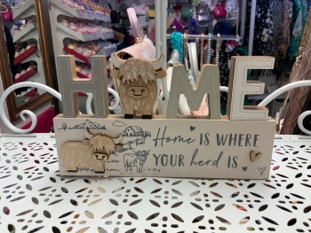 New Product….wooden highland cow home sign
