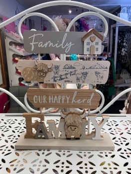 New Product….wooden highland cow family sign