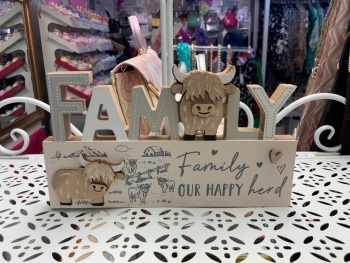 New Product….wooden highland cow family sign
