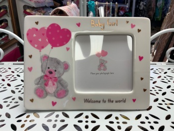 New Product….ceramic little bear baby girl photo frame