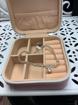New Product….equilibrium silver plated stackable crystal drop bracelet