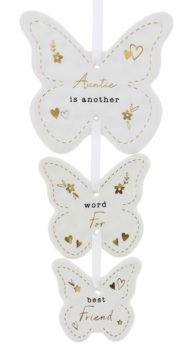 New Product….ceramic three butterflies hanging auntie sign
