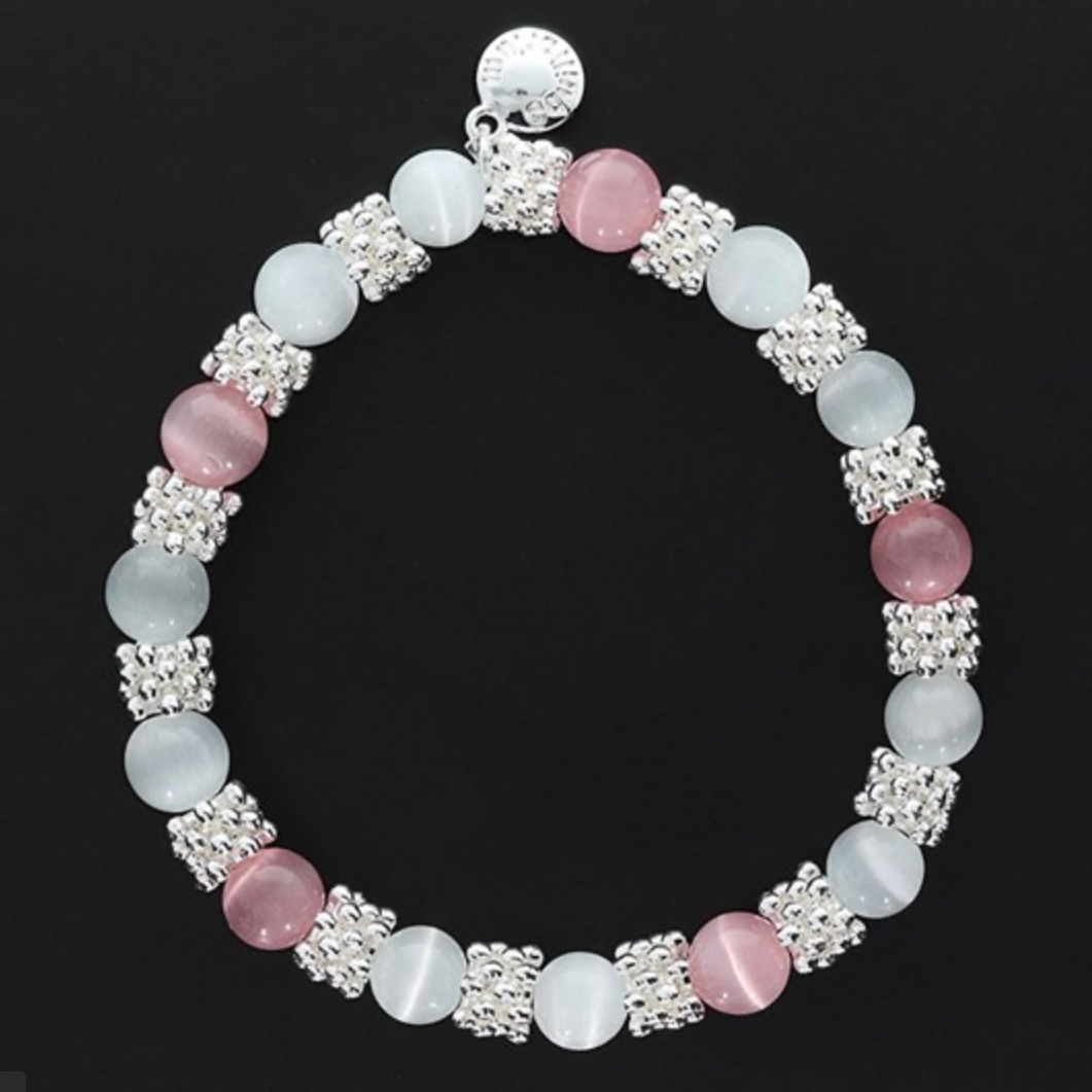 New Product….equilibrium moonstone ornate silver plated pink bracelet