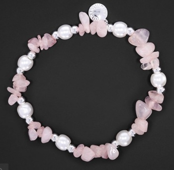 New Product….equilibrium gemstone silver plated pearl rose quartz bracelet