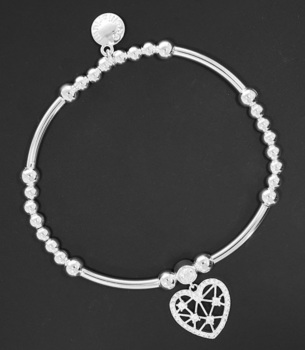 New Product….equilibrium filigree silver plated delicate heart bracelet