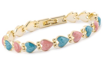 New Product….equilibrium iced gem pretty hearts gold plated bracelet