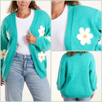 New Product….green daisy cardigan….m/l