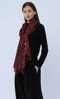 New Product….wine/gold and cream spotted scarf