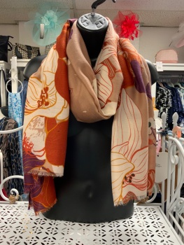 New Product….rust/beige/cream floral scarf