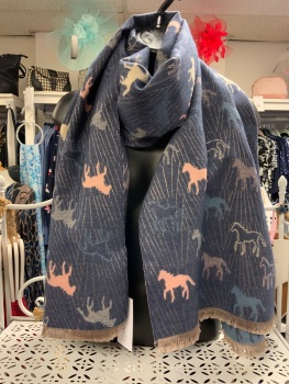 New Product…cosy denim blue horse scarf