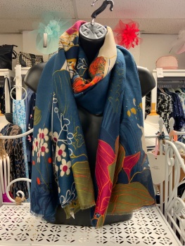 New Product….navy/beige/burgundy floral scarf