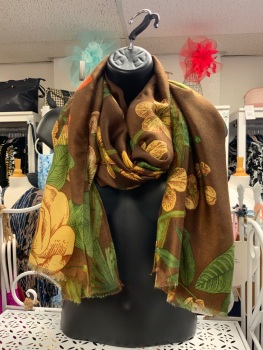 New Product….brown/green/orange floral scarf