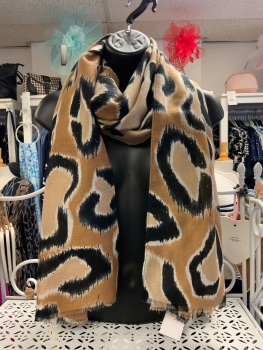 New Product….black/tan/beige animal print scarf