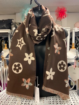New Product….cosy chocolate/cream patterned scarf