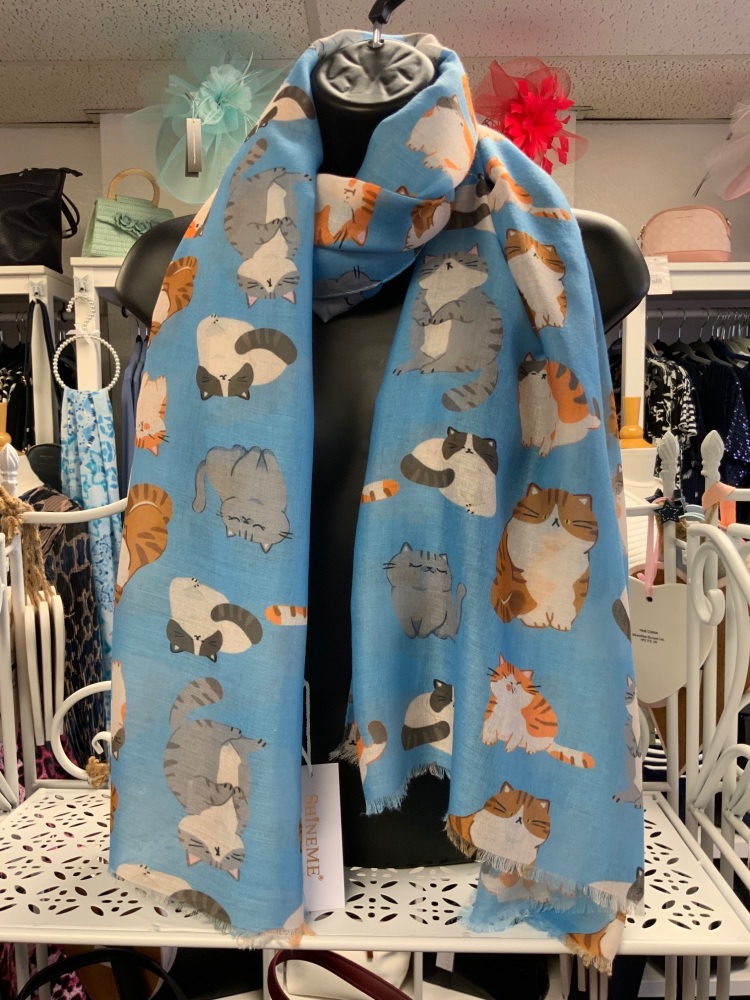 New Product….bright blue cat scarf