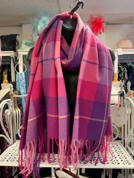New Product….cosy bright pinks/purple tartan scarf
