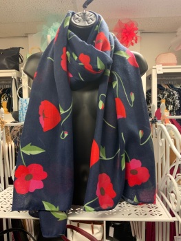 New Product….navy poppy scarf