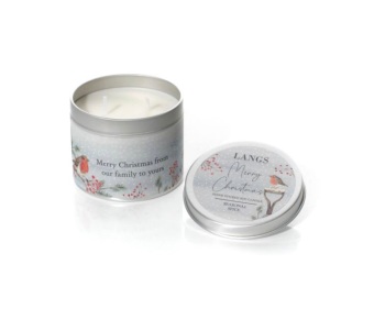 New Product….xmas soy candle tin robin merry xmas