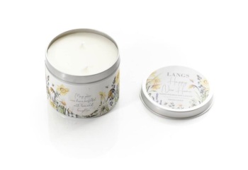 New Product….hand poured soy tin candle….new home