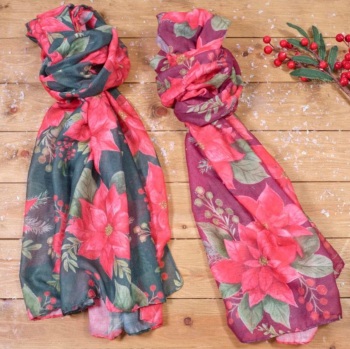 New Product….green poinsettia scarf