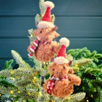 New Product….christmas dressed highland cow hanger
