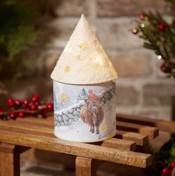 New Product….xmas highland cow led lantern with cutout snowflakes