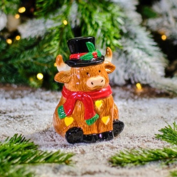 New Product…Christmas highland cow ceramic led ornament
