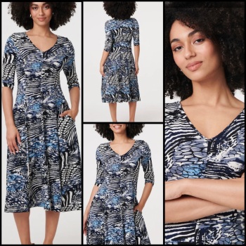 New Product….stella Morgan multi blue dress….size 16