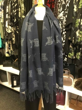 New Product….cosy and warm blue reversible highland cow scarf