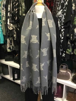 New Product….grey cosy and warm reversible highland cow scarf