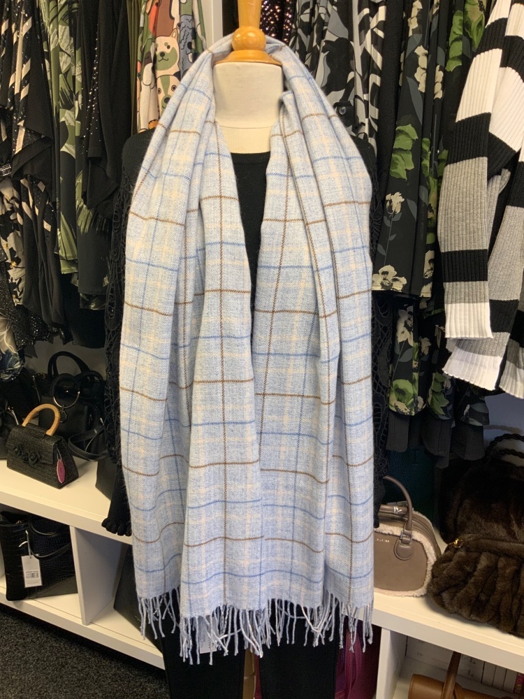 New Product….soft and cosy light blue tartan scarf
