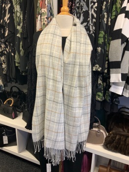 New Product….soft and cosy light grey tartan scarf