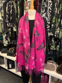 New Product…..soft and cosy pink butterfly scarf