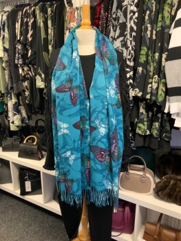 New Product….soft and cosy teal blue butterfly scarf