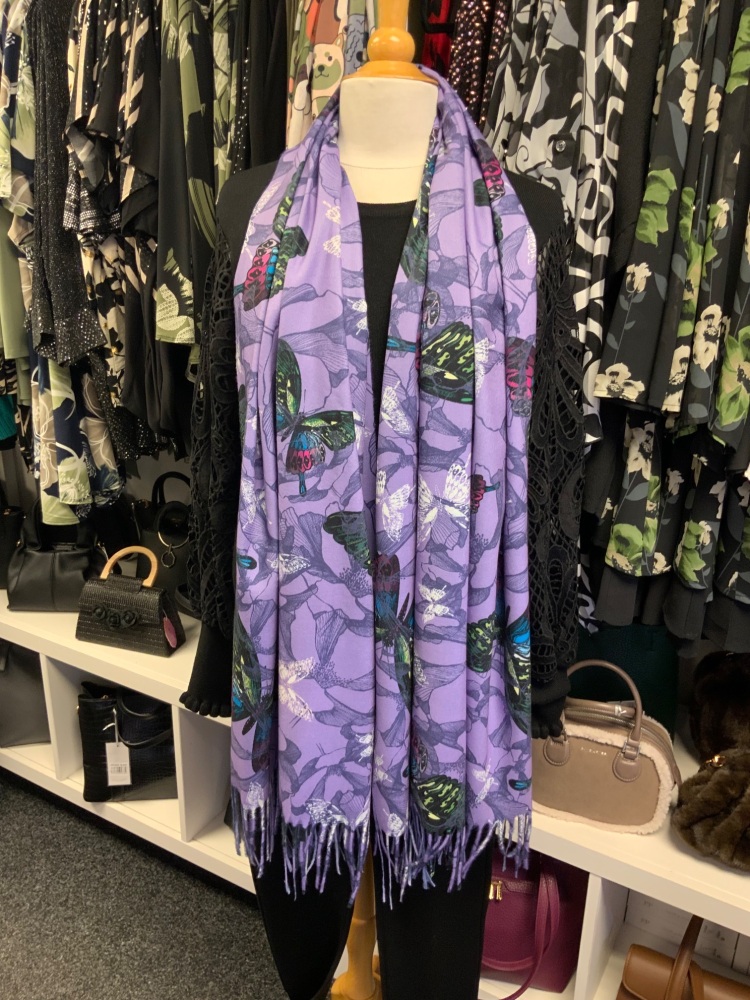 New Product….soft and cosy purple butterfly scarf