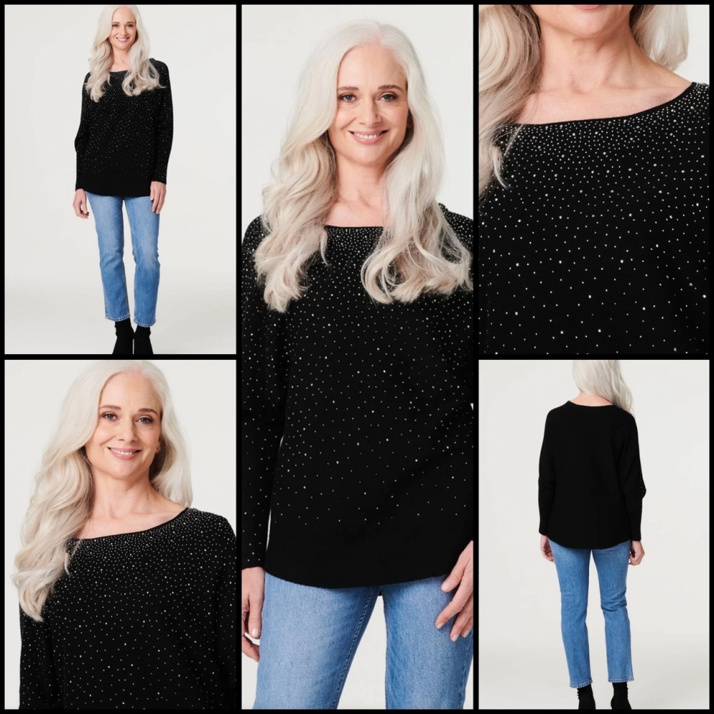 New Product….stella Morgan black silver trimmed jumper….s/m