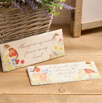 New Product….hanging robin floral slate plaque….always on my mind