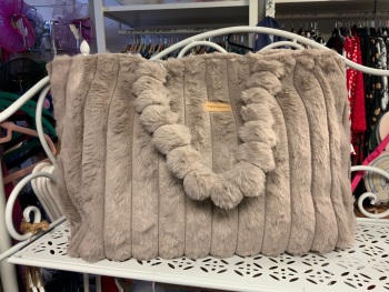 New Product….faux fur mink striped tote….stud fastening