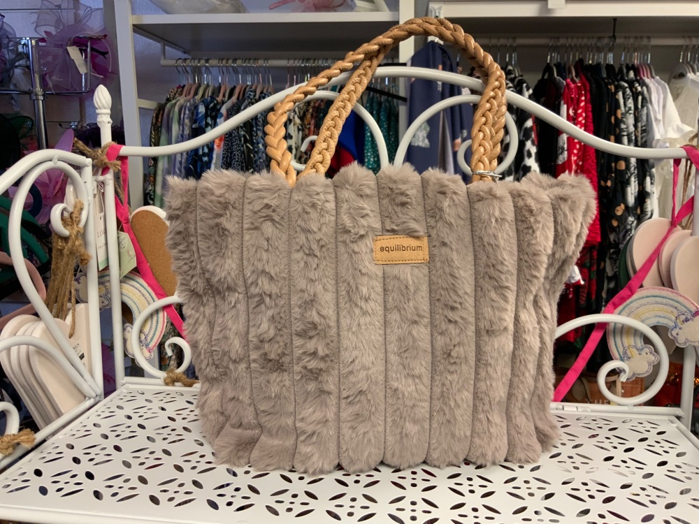 New Product….faux fur striped handbag ….mink….stud fastening