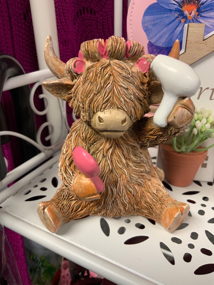 New Product….highland cow ceramic….hairdo