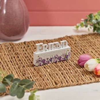 New Productwooden floral friends cut out word block with verse