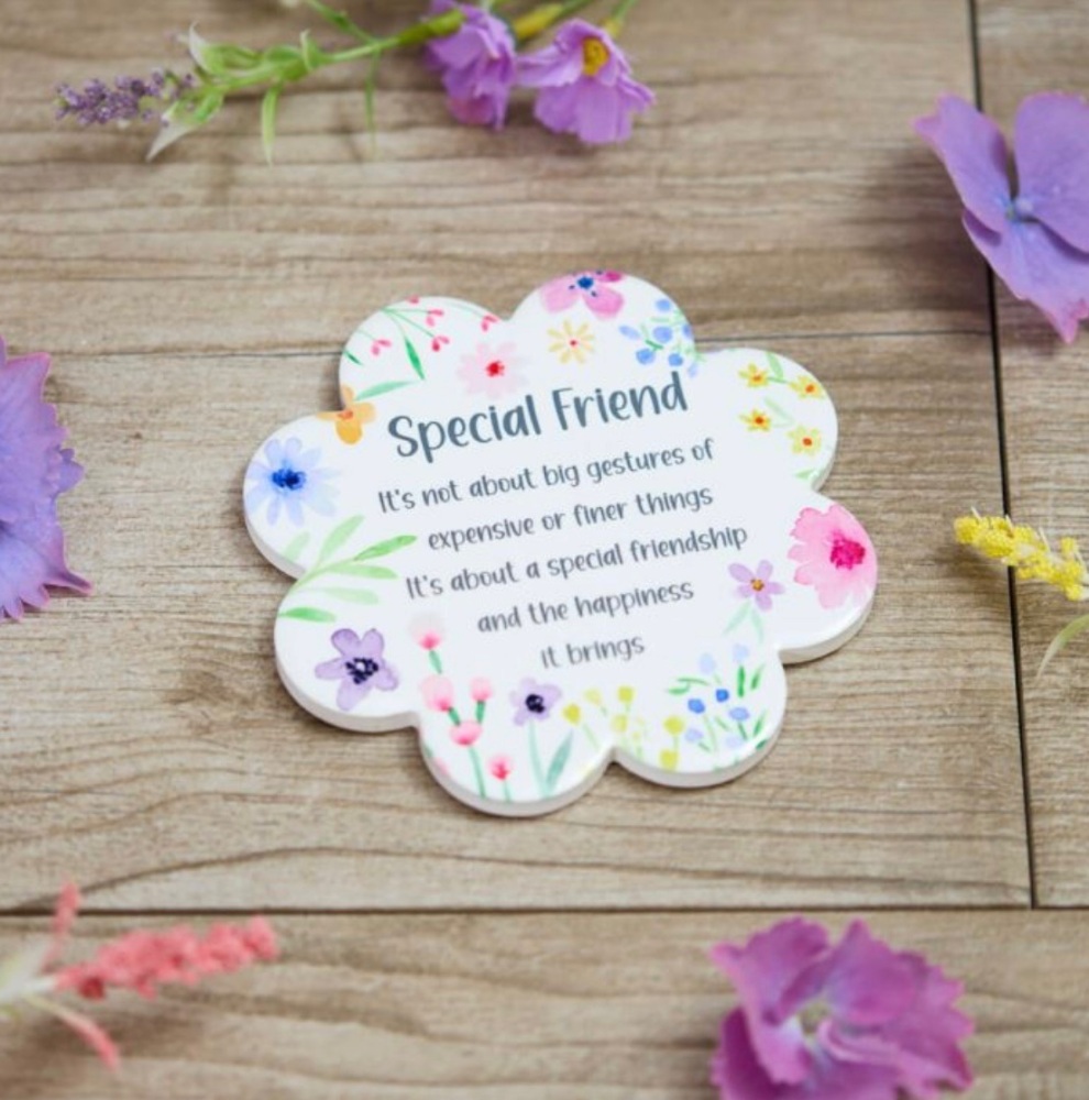 New Product….special friend ceramic pretty floral flower shaped coaster