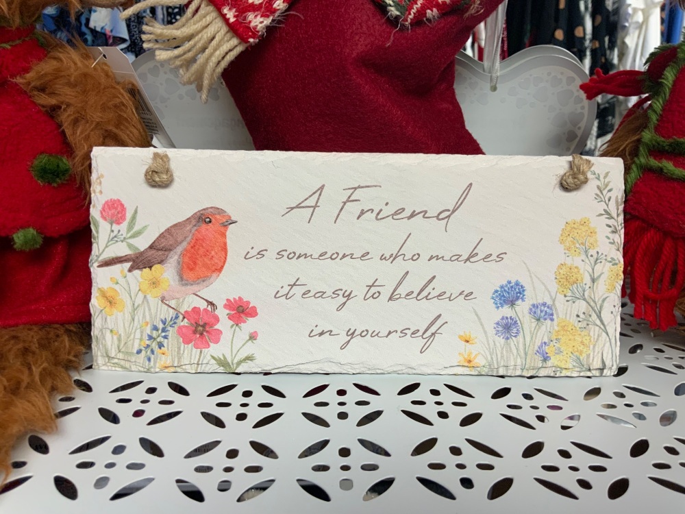 New Product….robin floral slate plaque