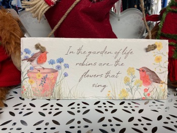 New Product….robin floral slate plaque….in the garden of life robins are the flowers that sing