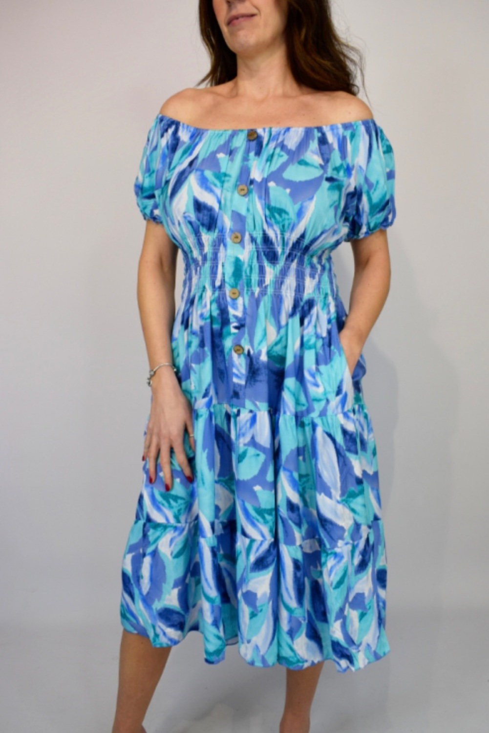 New Product….turquoise floral magic dress…..fits upto approx 18